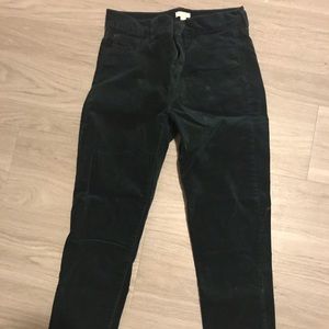 J Crew Forest Green velvet skinny pants
